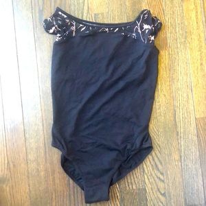 Mirella Cap Sleeve Leotard Black Medium